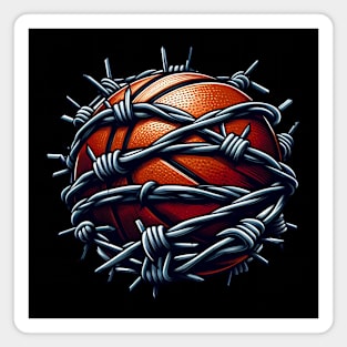 Ball wrap in barb Wire: Basketball Lover Magnet